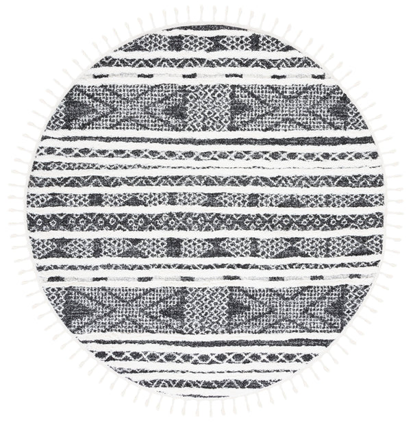 Safavieh Moroccan Tassel Shag Area Rug - Luxurious Black And Ivory Design For Stylish Home Décor Upgrade Black ,Ivory Polypropylene Pile Mts632z-7sq