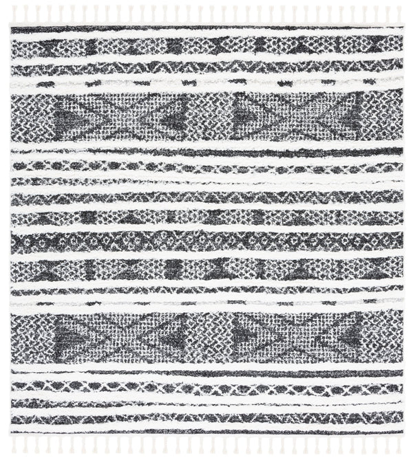 Safavieh Moroccan Tassel Shag Area Rug - Luxurious Black And Ivory Design For Stylish Home Décor Upgrade Black ,Ivory Polypropylene Pile Mts632z-7sq