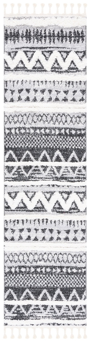 Safavieh Moroccan Tassel Shag Rug – Luxurious Power Loomed Design, Soft Comfort, And Timeless Elegance For Your Home Grey ,Black Polypropylene Pile Mts634f-6