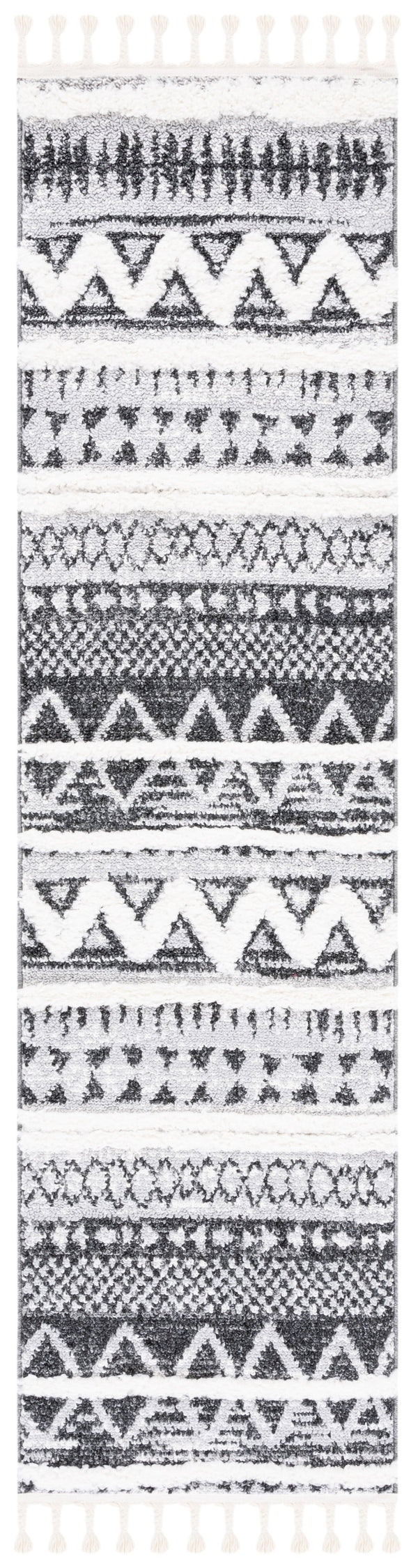 Safavieh Moroccan Tassel Shag Rug – Luxurious Power Loomed Design, Soft Comfort, And Timeless Elegance For Your Home Grey ,Black Polypropylene Pile Mts634f-6