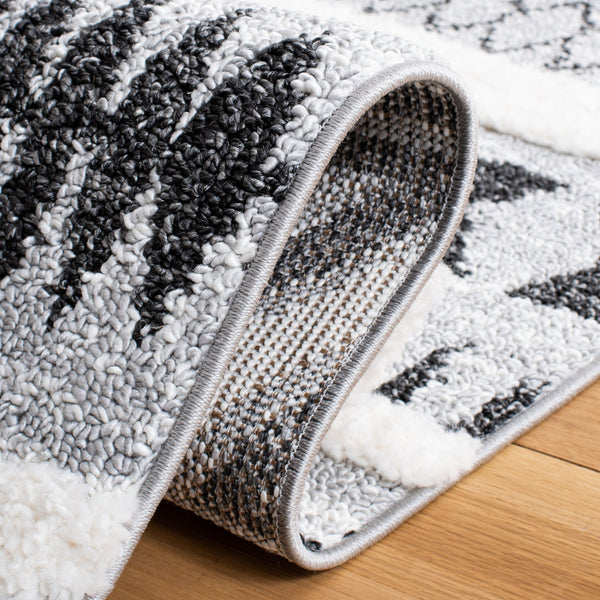 Safavieh Moroccan Tassel Shag Rug – Luxurious Power Loomed Design, Soft Comfort, And Timeless Elegance For Your Home Grey ,Black Polypropylene Pile Mts634f-6