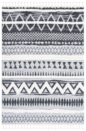 Safavieh Moroccan Tassel Shag Rug – Luxurious Power Loomed Design, Soft Comfort, And Timeless Elegance For Your Home Grey ,Black Polypropylene Pile Mts634f-6