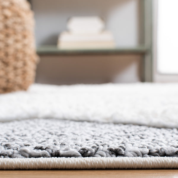 Safavieh Moroccan Luxurious Shag Area Rug - Plush, Modern Geometric Design For Cozy Home Decor Elegance Ivory ,Grey Polypropylene Pile Mts636a-9
