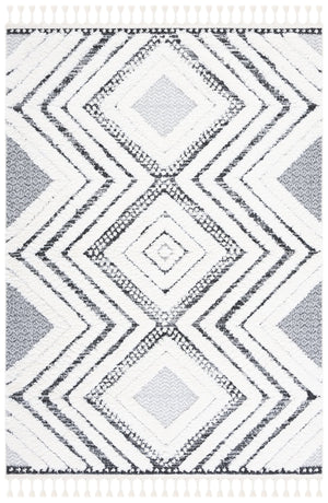 Safavieh Moroccan Luxurious Shag Area Rug - Plush, Modern Geometric Design For Cozy Home Decor Elegance Ivory ,Grey Polypropylene Pile Mts636a-9