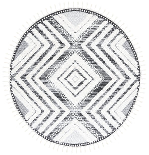 Safavieh Moroccan Luxurious Shag Area Rug - Plush, Modern Geometric Design For Cozy Home Decor Elegance Ivory ,Grey Polypropylene Pile Mts636a-9