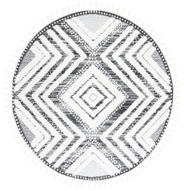 Safavieh Moroccan Luxurious Shag Area Rug - Plush, Modern Geometric Design For Cozy Home Decor Elegance Ivory ,Grey Polypropylene Pile Mts636a-9