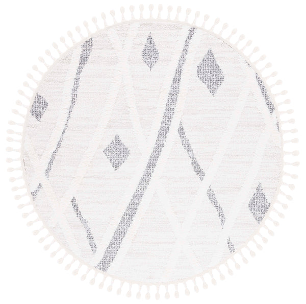 Safavieh Moroccan Tassel Shag Area Rug - Luxurious Geometric Pattern With Plush Pile For Elegant Living Spaces Beige ,Grey Polypropylene Pile Mts638a-4
