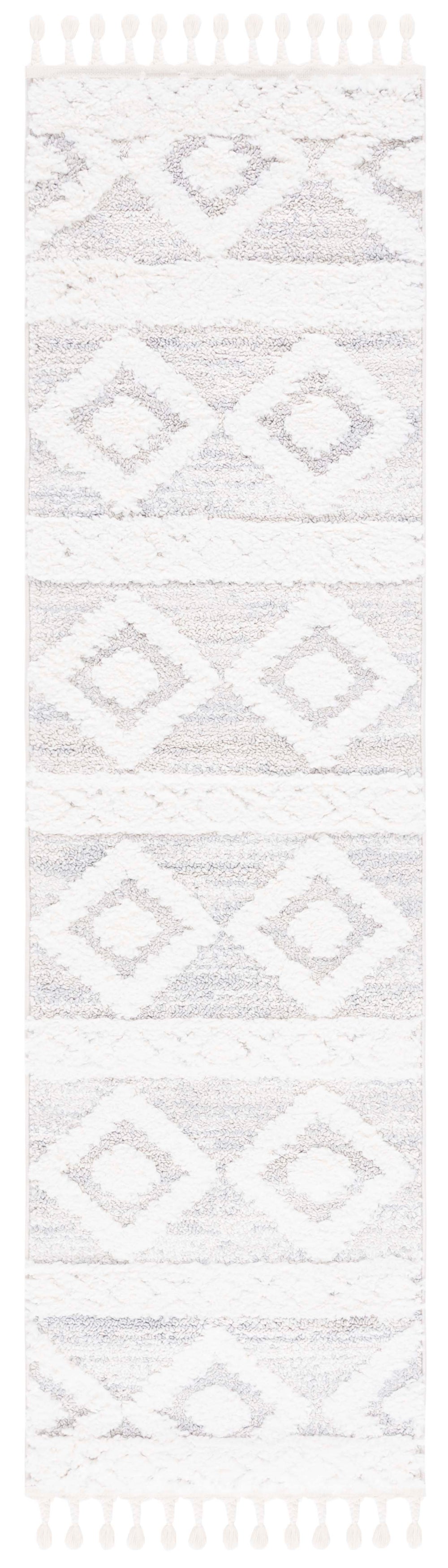 Safavieh Moroccan Tassel Shag Rug - Luxurious Power-loomed Design For Elegant Spaces With Geometric Patterns Ivory ,Beige Polypropylene Pile Mts640a-214