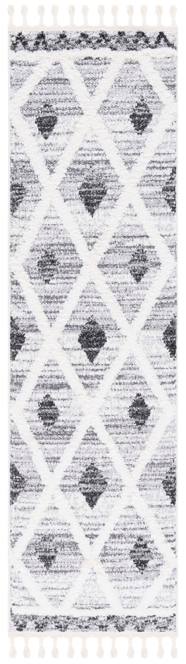 Safavieh Moroccan Tassel Shag Area Rug - Plush 2-inch Pile, Durable Power-loomed Design For Elegant Spaces Grey ,Ivory Polypropylene Pile Mts642f-8