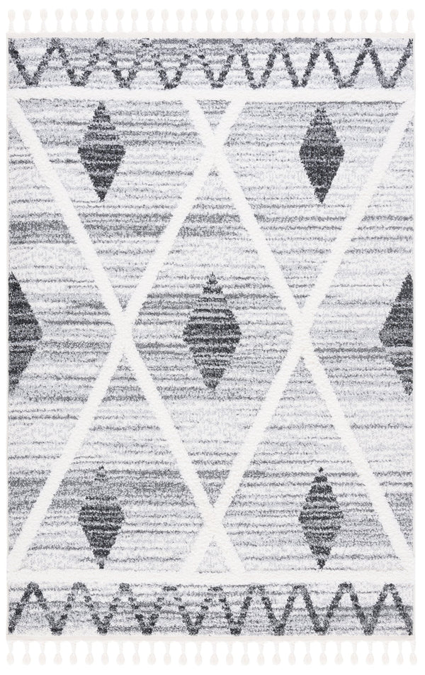 Safavieh Moroccan Tassel Shag Area Rug - Plush 2-inch Pile, Durable Power-loomed Design For Elegant Spaces Grey ,Ivory Polypropylene Pile Mts642f-8