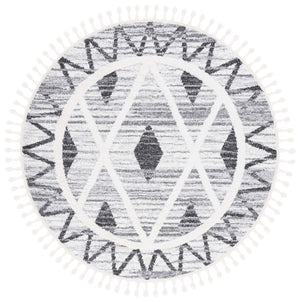 Safavieh Moroccan Tassel Shag Area Rug - Plush 2-inch Pile, Durable Power-loomed Design For Elegant Spaces Grey ,Ivory Polypropylene Pile Mts642f-8