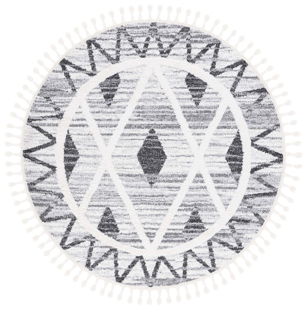 Safavieh Moroccan Tassel Shag Area Rug - Plush 2-inch Pile, Durable Power-loomed Design For Elegant Spaces Grey ,Ivory Polypropylene Pile Mts642f-8