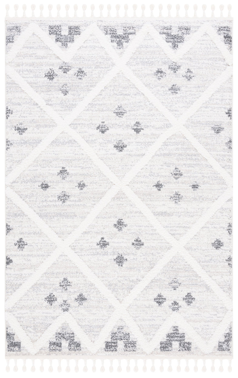 Safavieh Moroccan Tassel Shag Area Rug - Luxuriously Soft And Durable Design For Cozy Living Spaces Beige ,Ivory Polypropylene Pile Mts644a-8