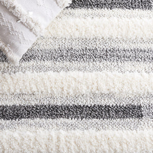 Safavieh Moroccan Tassel Shag Area Rug - Luxurious Comfort With Dynamic Grey Stripes For Modern Interiors Ivory ,Grey Polypropylene Pile Mts648a-8