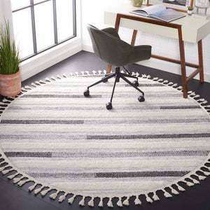 Safavieh Moroccan Tassel Shag Area Rug - Luxurious Comfort With Dynamic Grey Stripes For Modern Interiors Ivory ,Grey Polypropylene Pile Mts648a-8