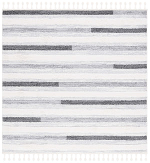 Safavieh Moroccan Tassel Shag Area Rug - Luxurious Comfort With Dynamic Grey Stripes For Modern Interiors Ivory ,Grey Polypropylene Pile Mts648a-8
