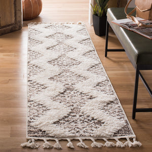 Safavieh Moroccan Tassel Shag Rug - Luxurious Ivory And Brown Design For Elegant Home Décor And Comfort Ivory ,Brown Polypropylene Pile Mts652a-220