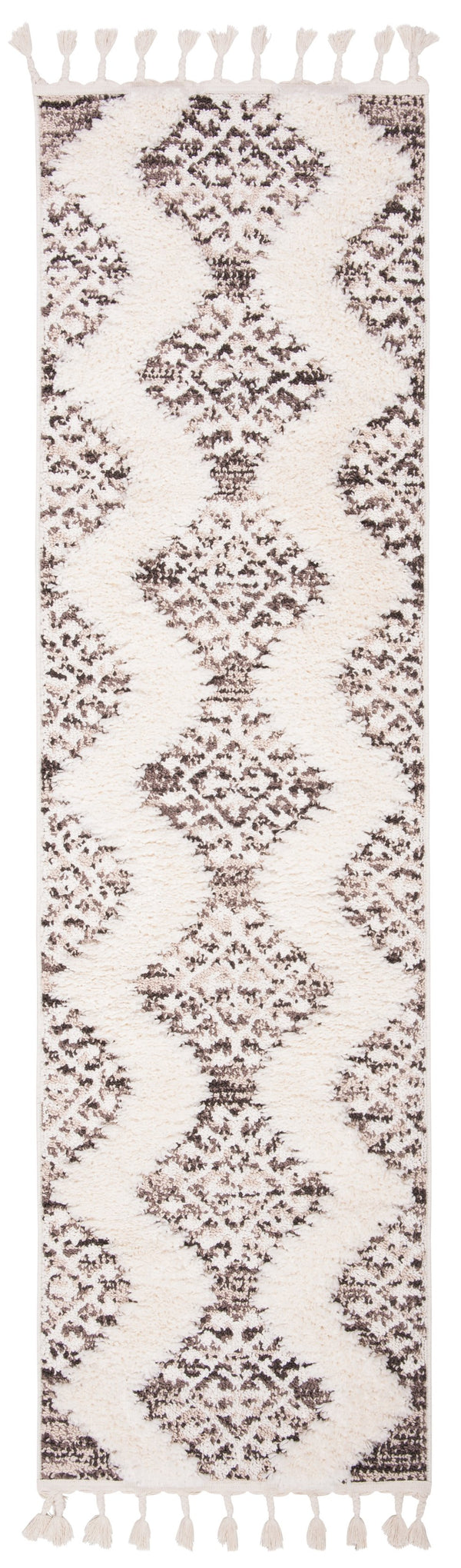 Safavieh Moroccan Tassel Shag Rug - Luxurious Ivory And Brown Design For Elegant Home Décor And Comfort Ivory ,Brown Polypropylene Pile Mts652a-220