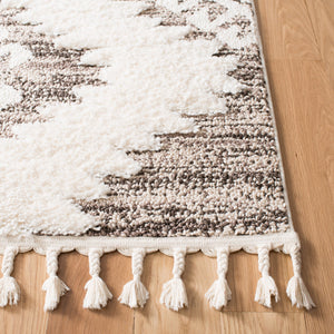 Safavieh Moroccan Tassel Shag Rug - Luxurious Ivory And Brown Design For Elegant Home Décor And Comfort Ivory ,Brown Polypropylene Pile Mts652a-220
