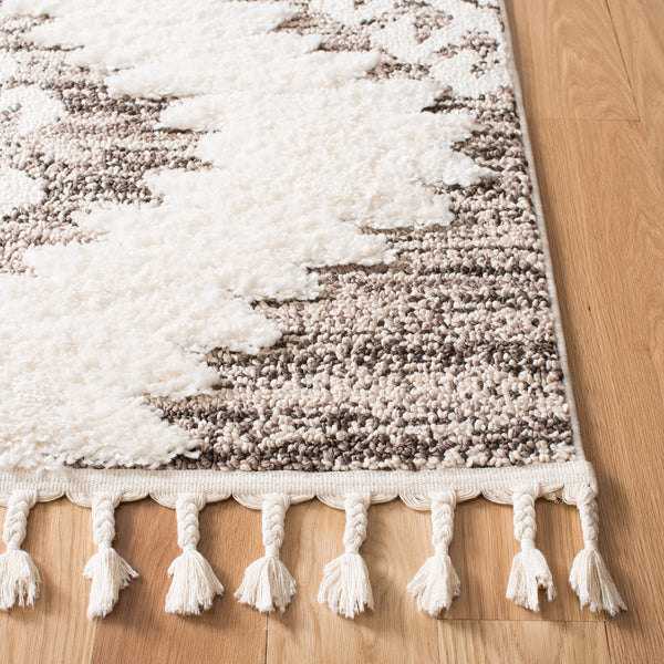 Safavieh Moroccan Tassel Shag Rug - Luxurious Ivory And Brown Design For Elegant Home Décor And Comfort Ivory ,Brown Polypropylene Pile Mts652a-220