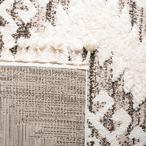 Safavieh Moroccan Tassel Shag Rug - Luxurious Ivory And Brown Design For Elegant Home Décor And Comfort Ivory ,Brown Polypropylene Pile Mts652a-220
