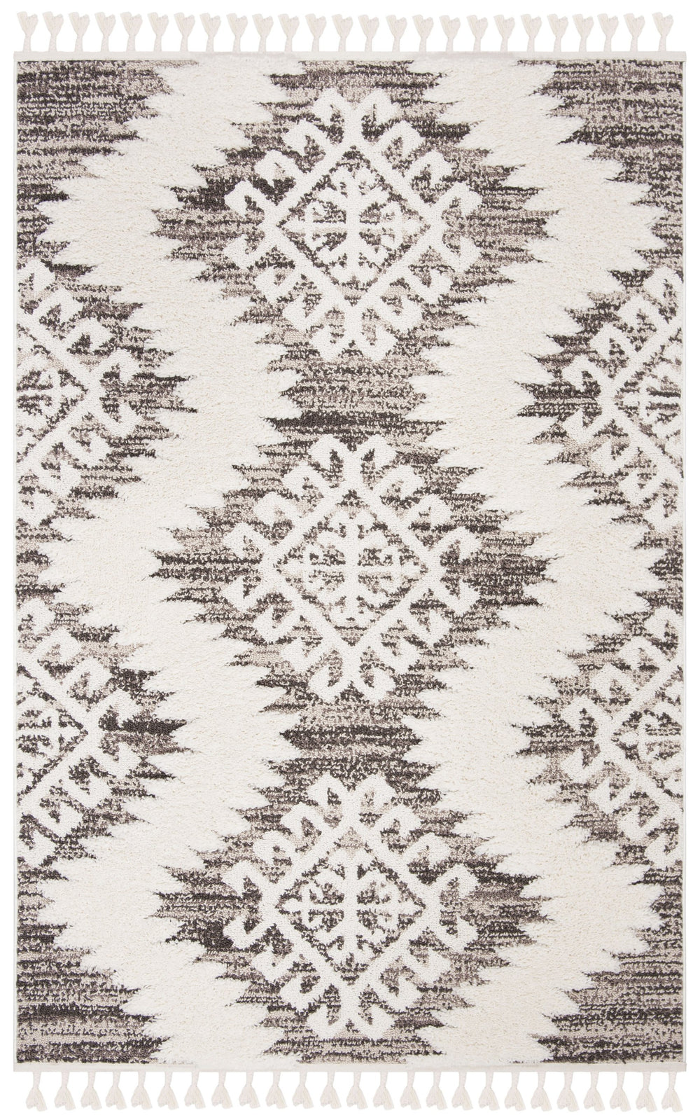 Safavieh Moroccan Tassel Shag Rug - Luxurious Ivory And Brown Design For Elegant Home Décor And Comfort Ivory ,Brown Polypropylene Pile Mts652a-220