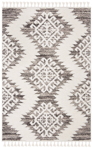 Safavieh Moroccan Tassel Shag Rug - Luxurious Ivory And Brown Design For Elegant Home Décor And Comfort Ivory ,Brown Polypropylene Pile Mts652a-10