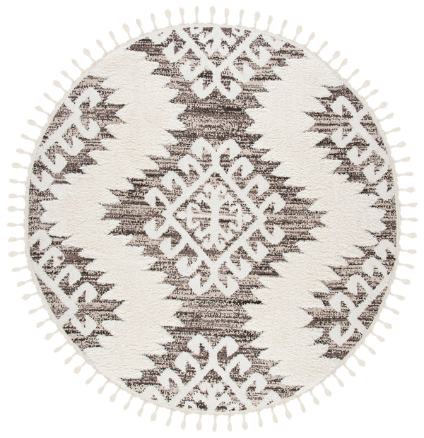Safavieh Moroccan Tassel Shag Rug - Luxurious Ivory And Brown Design For Elegant Home Décor And Comfort Ivory ,Brown Polypropylene Pile Mts652a-220