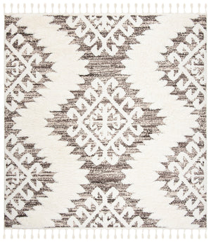 Safavieh Moroccan Tassel Shag Rug - Luxurious Ivory And Brown Design For Elegant Home Décor And Comfort Ivory ,Brown Polypropylene Pile Mts652a-220