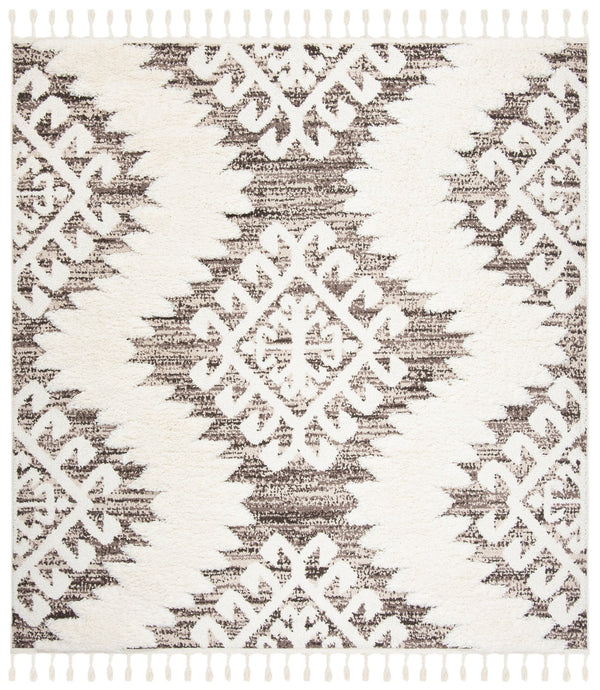 Safavieh Moroccan Tassel Shag Rug - Luxurious Ivory And Brown Design For Elegant Home Décor And Comfort Ivory ,Brown Polypropylene Pile Mts652a-220