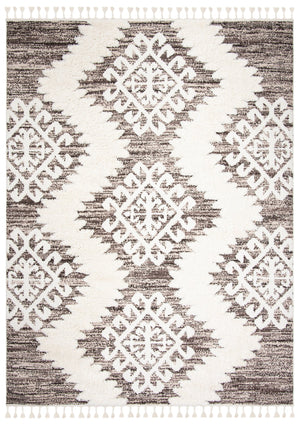 Safavieh Moroccan Tassel Shag Rug - Luxurious Ivory And Brown Design For Elegant Home Décor And Comfort Ivory ,Brown Polypropylene Pile Mts652a-10