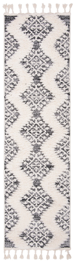 Safavieh Moroccan Tassel Shag Rug - Luxurious Ivory And Brown Design For Elegant Home Décor And Comfort Ivory ,Grey Polypropylene Pile Mts652f-9sq