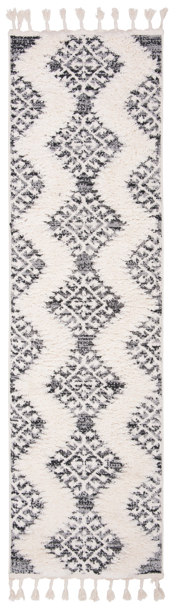 Safavieh Moroccan Tassel Shag Rug - Luxurious Ivory And Brown Design For Elegant Home Décor And Comfort Ivory ,Grey Polypropylene Pile Mts652f-9sq