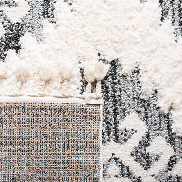 Safavieh Moroccan Tassel Shag Rug - Luxurious Ivory And Brown Design For Elegant Home Décor And Comfort Ivory ,Grey Polypropylene Pile Mts652f-9sq