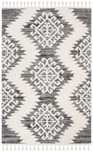 Safavieh Moroccan Tassel Shag Rug - Luxurious Ivory And Brown Design For Elegant Home Décor And Comfort Ivory ,Grey Polypropylene Pile Mts652f-9sq
