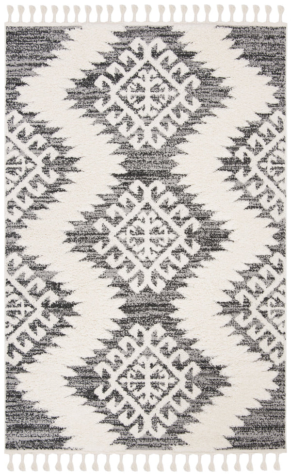 Safavieh Moroccan Tassel Shag Rug - Luxurious Ivory And Brown Design For Elegant Home Décor And Comfort Ivory ,Grey Polypropylene Pile Mts652f-9sq
