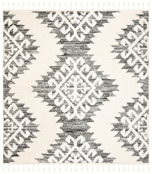 Safavieh Moroccan Tassel Shag Rug - Luxurious Ivory And Brown Design For Elegant Home Décor And Comfort Ivory ,Grey Polypropylene Pile Mts652f-9sq