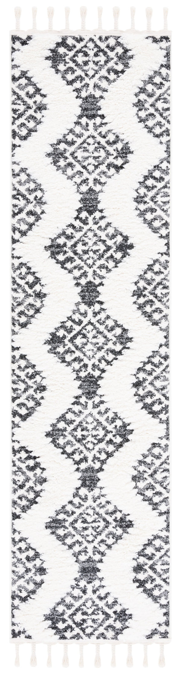 Safavieh Moroccan Tassel Shag Rug - Luxurious Ivory And Brown Design For Elegant Home Décor And Comfort Dark Grey ,Ivory Polypropylene Pile Mts652h-10