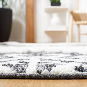Safavieh Moroccan Tassel Shag Rug - Luxurious Ivory And Brown Design For Elegant Home Décor And Comfort Dark Grey ,Ivory Polypropylene Pile Mts652h-10