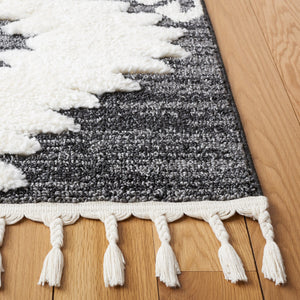 Safavieh Moroccan Tassel Shag Rug - Luxurious Ivory And Brown Design For Elegant Home Décor And Comfort Dark Grey ,Ivory Polypropylene Pile Mts652h-10