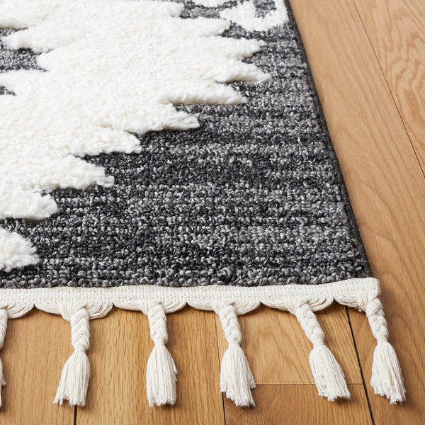 Safavieh Moroccan Tassel Shag Rug - Luxurious Ivory And Brown Design For Elegant Home Décor And Comfort Dark Grey ,Ivory Polypropylene Pile Mts652h-10