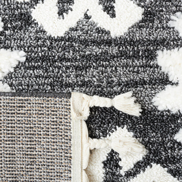 Safavieh Moroccan Tassel Shag Rug - Luxurious Ivory And Brown Design For Elegant Home Décor And Comfort Dark Grey ,Ivory Polypropylene Pile Mts652h-10