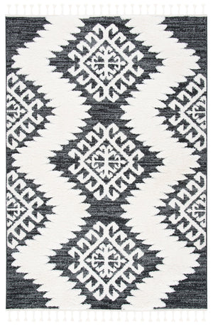 Safavieh Moroccan Tassel Shag Rug - Luxurious Ivory And Brown Design For Elegant Home Décor And Comfort Dark Grey ,Ivory Polypropylene Pile Mts652h-10