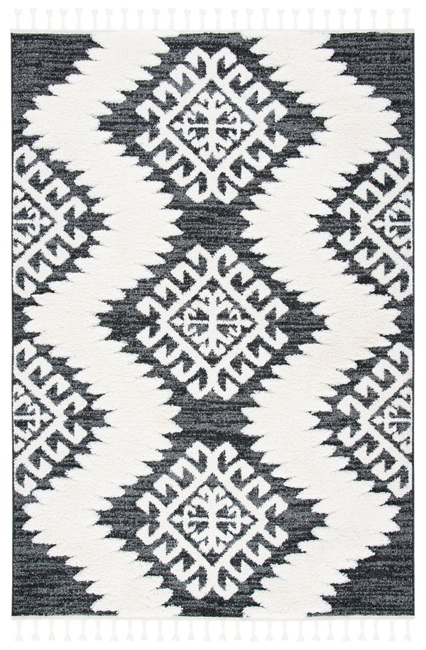 Safavieh Moroccan Tassel Shag Rug - Luxurious Ivory And Brown Design For Elegant Home Décor And Comfort Dark Grey ,Ivory Polypropylene Pile Mts652h-10