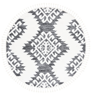 Safavieh Moroccan Tassel Shag Rug - Luxurious Ivory And Brown Design For Elegant Home Décor And Comfort Dark Grey ,Ivory Polypropylene Pile Mts652h-10