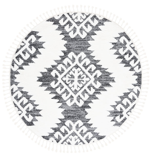 Safavieh Moroccan Tassel Shag Rug - Luxurious Ivory And Brown Design For Elegant Home Décor And Comfort Dark Grey ,Ivory Polypropylene Pile Mts652h-10