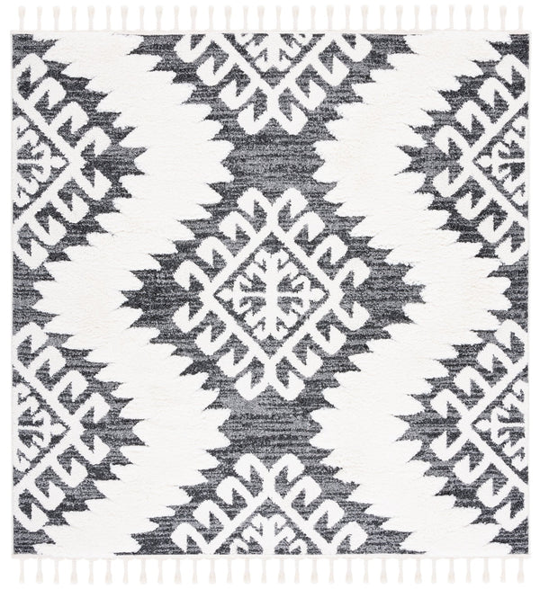 Safavieh Moroccan Tassel Shag Rug - Luxurious Ivory And Brown Design For Elegant Home Décor And Comfort Dark Grey ,Ivory Polypropylene Pile Mts652h-10