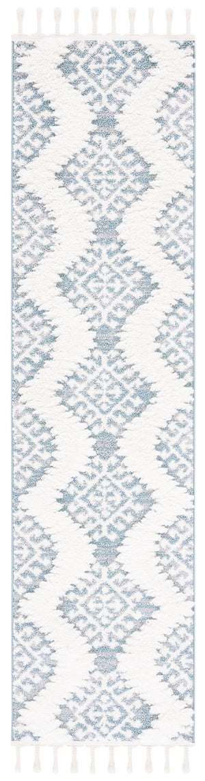 Safavieh Moroccan Tassel Shag Rug - Luxurious Ivory And Brown Design For Elegant Home Décor And Comfort Teal ,Ivory Polypropylene Pile Mts652k-8