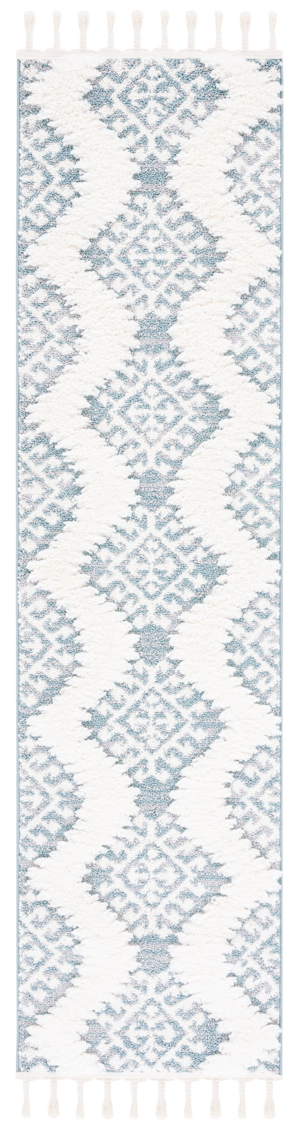 Safavieh Moroccan Tassel Shag Rug - Luxurious Ivory And Brown Design For Elegant Home Décor And Comfort Teal ,Ivory Polypropylene Pile Mts652k-8