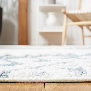 Safavieh Moroccan Tassel Shag Area Rug In Teal And Ivory – Global Inspired Decor For Elegant Spaces Teal ,Ivory Polypropylene Pile Mts652k-26